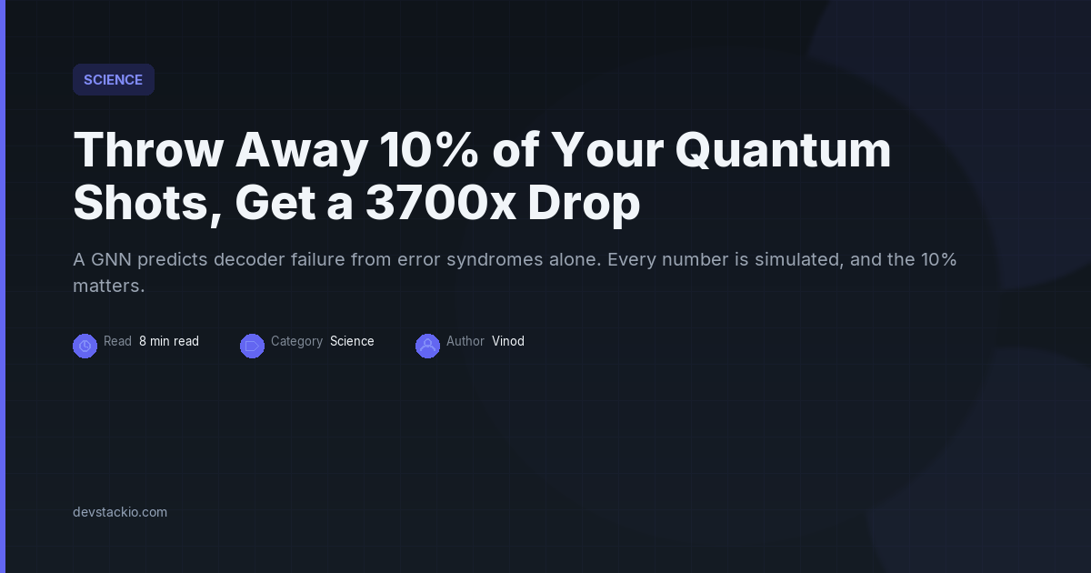 Dark title card reading Throw Away 10% of Your Quantum Shots, Get a 3700x Drop